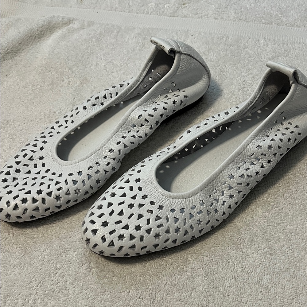 Arche White Perforated Women's Flats